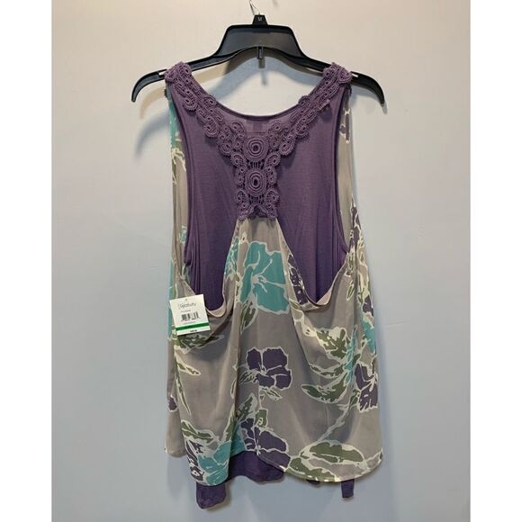 NWT relativity lavender tank top with sheer overlay size L - Picture 4 of 12